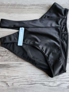 Popvil Black Cutout High Waist Bikini Bottoms Moderate NWT M